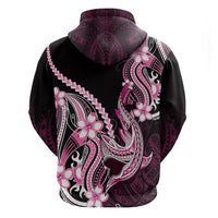 Pink Black Aloha Hawaii Hoodie Polynesian Shark Tattoo Plumeria