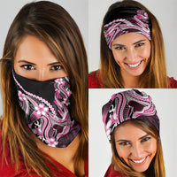 Pink Black Aloha Hawaii Neck Gaiter Polynesian Shark Tattoo Plumeria