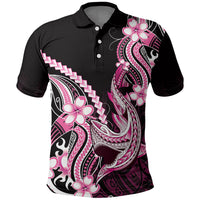 Pink Black Aloha Hawaii Polo Shirt Polynesian Shark Tattoo Plumeria LT14 Pink - Polynesian Pride