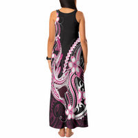 Pink Black Aloha Hawaii Tank Maxi Dress Polynesian Shark Tattoo Plumeria LT14 - Polynesian Pride