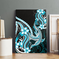 Blue Black Aloha Hawaii Canvas Wall Art Polynesian Shark Tattoo Plumeria