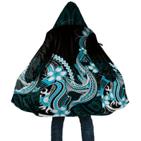 Blue Black Aloha Hawaii Cloak Polynesian Shark Tattoo Plumeria