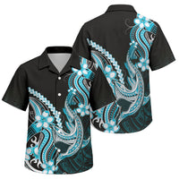 Blue Black Aloha Hawaii Family Matching Tank Maxi Dress and Hawaiian Shirt Polynesian Shark Tattoo Plumeria LT14 Son's Shirt Blue - Polynesian Pride
