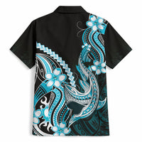 Blue Black Aloha Hawaii Hawaiian Shirt Polynesian Shark Tattoo Plumeria LT14 - Polynesian Pride