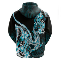 Blue Black Aloha Hawaii Hoodie Polynesian Shark Tattoo Plumeria