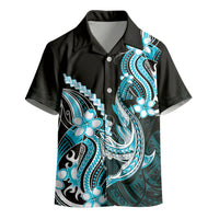 Blue Black Aloha Hawaii Kid Hawaiian Shirt Polynesian Shark Tattoo Plumeria LT14 - Polynesian Pride