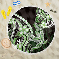 Green Black Aloha Hawaii Beach Blanket Polynesian Shark Tattoo Plumeria