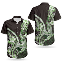 Green Black Aloha Hawaii Couples Matching Summer Maxi Dress and Hawaiian Shirt Polynesian Shark Tattoo Plumeria LT14 - Polynesian Pride