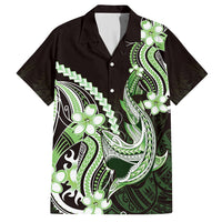 Green Black Aloha Hawaii Hawaiian Shirt Polynesian Shark Tattoo Plumeria LT14 Green - Polynesian Pride