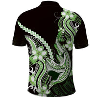 Green Black Aloha Hawaii Polo Shirt Polynesian Shark Tattoo Plumeria LT14 - Polynesian Pride