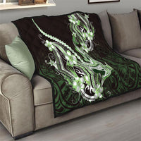 Green Black Aloha Hawaii Quilt Polynesian Shark Tattoo Plumeria