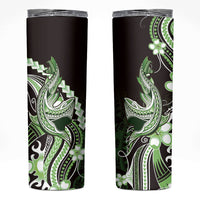 Green Black Aloha Hawaii Skinny Tumbler Polynesian Shark Tattoo Plumeria