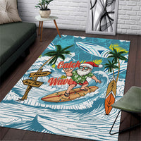 Hawaii Summer Christmas Area Rug Surfing Santa Shaka Catch The Wave