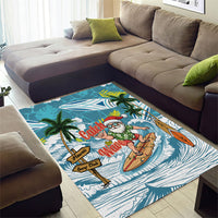 Hawaii Summer Christmas Area Rug Surfing Santa Shaka Catch The Wave