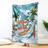 Hawaii Summer Christmas Blanket Surfing Santa Shaka Catch The Wave