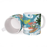 Hawaii Summer Christmas Ceramic Mug Surfing Santa Shaka Catch The Wave