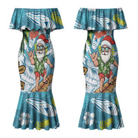 Hawaii Summer Christmas Couples Matching Mermaid Dress and Hawaiian Shirt Surfing Santa Shaka Catch The Wave LT14 - Polynesian Pride