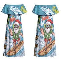 Hawaii Summer Christmas Couples Matching Off Shoulder Maxi Dress and Hawaiian Shirt Surfing Santa Shaka Catch The Wave LT14 - Polynesian Pride