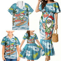 Hawaii Summer Christmas Family Matching Mermaid Dress and Hawaiian Shirt Surfing Santa Shaka Catch The Wave LT14 - Polynesian Pride