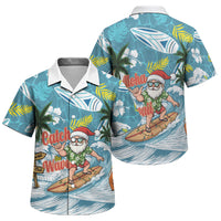 Hawaii Summer Christmas Family Matching Mermaid Dress and Hawaiian Shirt Surfing Santa Shaka Catch The Wave LT14 Son's Shirt Teal - Polynesian Pride
