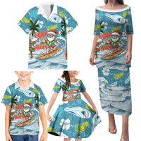 Hawaii Summer Christmas Family Matching Puletasi and Hawaiian Shirt Surfing Santa Shaka Catch The Wave LT14 - Polynesian Pride