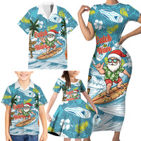 Hawaii Summer Christmas Family Matching Short Sleeve Bodycon Dress and Hawaiian Shirt Surfing Santa Shaka Catch The Wave LT14 - Polynesian Pride