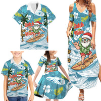 Hawaii Summer Christmas Family Matching Summer Maxi Dress and Hawaiian Shirt Surfing Santa Shaka Catch The Wave LT14 - Polynesian Pride