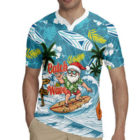 Hawaii Summer Christmas Rugby Jersey Surfing Santa Shaka Catch The Wave