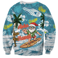 Hawaii Summer Christmas Sweatshirt Surfing Santa Shaka Catch The Wave