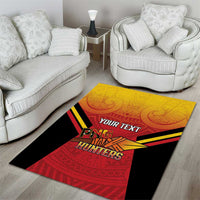 Papua New Guinea Rugby Custom Area Rug Go PNG Hunters Polynesian Pattern - Polynesian Pride