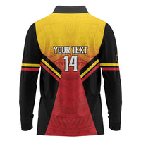 Papua New Guinea Rugby Custom Long Sleeve Polo Shirt Go PNG Hunters Polynesian Pattern - Polynesian Pride