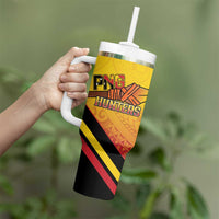 Papua New Guinea Rugby Custom Tumbler With Handle Go PNG Hunters Polynesian Pattern - Polynesian Pride