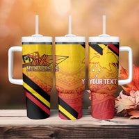 Papua New Guinea Rugby Custom Tumbler With Handle Go PNG Hunters Polynesian Pattern - Polynesian Pride