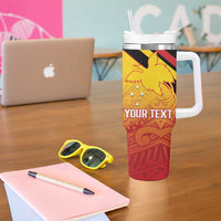 Papua New Guinea Rugby Custom Tumbler With Handle Go PNG Hunters Polynesian Pattern - Polynesian Pride
