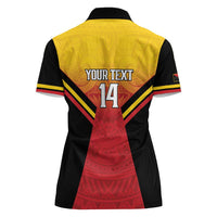 Papua New Guinea Rugby Custom Women Polo Shirt Go PNG Hunters Polynesian Pattern - Polynesian Pride