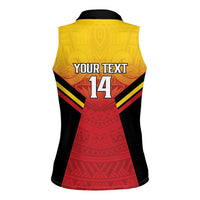 Papua New Guinea Rugby Custom Women Sleeveless Polo Shirt Go PNG Hunters Polynesian Pattern - Polynesian Pride