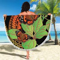 Kamehameha Butterfly Hawaii Beach Blanket Hawaiian Pulelehua Mamaki Orange Green Color