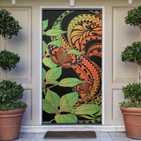 Kamehameha Butterfly Hawaii Door Cover Hawaiian Pulelehua Mamaki Orange Green Color