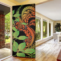Kamehameha Butterfly Hawaii Door Cover Hawaiian Pulelehua Mamaki Orange Green Color