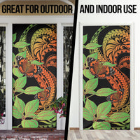 Kamehameha Butterfly Hawaii Door Cover Hawaiian Pulelehua Mamaki Orange Green Color