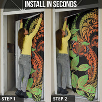 Kamehameha Butterfly Hawaii Door Cover Hawaiian Pulelehua Mamaki Orange Green Color