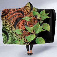 Kamehameha Butterfly Hawaii Hooded Blanket Hawaiian Pulelehua Mamaki Orange Green Color