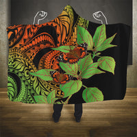 Kamehameha Butterfly Hawaii Hooded Blanket Hawaiian Pulelehua Mamaki Orange Green Color
