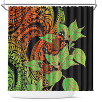 Kamehameha Butterfly Hawaii Shower Curtain Hawaiian Pulelehua Mamaki Orange Green Color