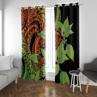 Kamehameha Butterfly Hawaii Window Curtain Hawaiian Pulelehua Mamaki Orange Green Color