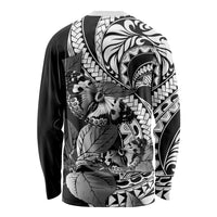 Kamehameha Butterfly Hawaii Long Sleeve Shirt Hawaiian Pulelehua Mamaki Black Color
