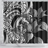 Kamehameha Butterfly Hawaii Shower Curtain Hawaiian Pulelehua Mamaki Black Color
