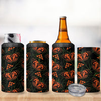 Kamehameha Butterfly Mamaki Hawaii 4 in 1 Can Cooler Tumbler Pulelehua Hawaiian Kakau Seamless Style