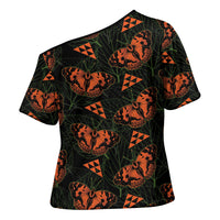 Kamehameha Butterfly Mamaki Hawaii Cross Shoulder Shirt Pulelehua Hawaiian Kakau Seamless Style