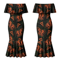 Kamehameha Butterfly Mamaki Hawaii Family Matching Mermaid Dress and Hawaiian Shirt Pulelehua Hawaiian Kakau Seamless Style